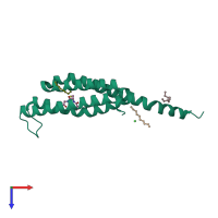PDB entry 4ntb coloured by chain, top view.