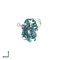 PDB entry 4nti coloured by chain, side view.