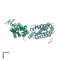 PDB entry 4nti coloured by chain, top view.