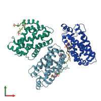 PDB entry 4nto coloured by chain, front view.