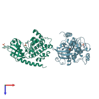 PDB entry 4nts coloured by chain, top view.