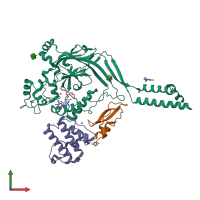 PDB entry 4ntx coloured by chain, front view.