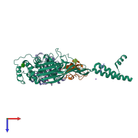 PDB entry 4ntx coloured by chain, top view.
