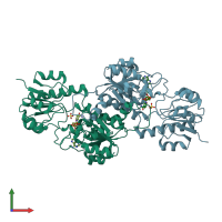 PDB entry 4nu6 coloured by chain, front view.