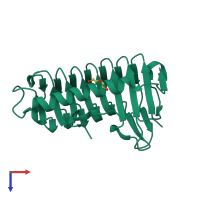 PDB entry 4nuh coloured by chain, top view.