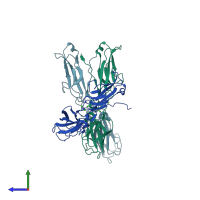 PDB entry 4nup coloured by chain, side view.
