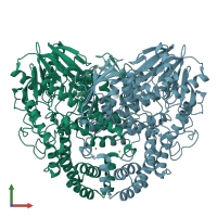 PDB entry 4nur coloured by chain, front view.