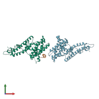 PDB entry 4nuu coloured by chain, front view.