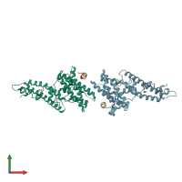 PDB entry 4nuv coloured by chain, front view.