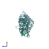 PDB entry 4nv0 coloured by chain, side view.