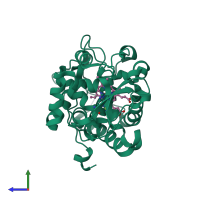 PDB entry 4nvc coloured by chain, side view.