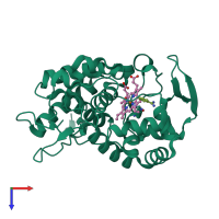 PDB entry 4nvc coloured by chain, top view.