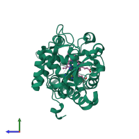 PDB entry 4nvd coloured by chain, side view.