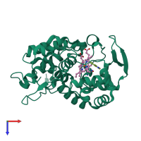 PDB entry 4nvd coloured by chain, top view.