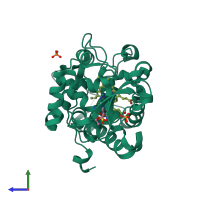 PDB entry 4nvg coloured by chain, side view.