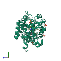 PDB entry 4nvi coloured by chain, side view.