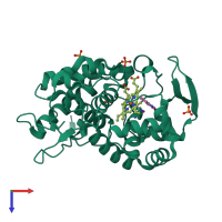 PDB entry 4nvi coloured by chain, top view.