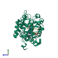 PDB entry 4nvk coloured by chain, side view.