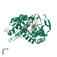 PDB entry 4nvl coloured by chain, top view.