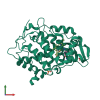 PDB entry 4nvn coloured by chain, front view.