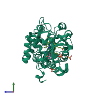 PDB entry 4nvn coloured by chain, side view.
