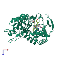 PDB entry 4nvo coloured by chain, top view.