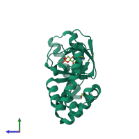PDB entry 4nvp coloured by chain, side view.