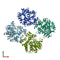 PDB entry 4nvr coloured by chain, front view.