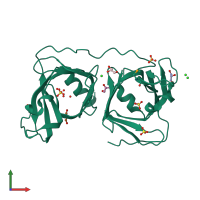 PDB entry 4nw4 coloured by chain, front view.