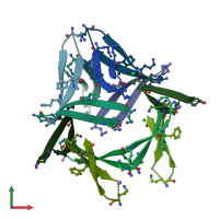 PDB entry 4nw9 coloured by chain, front view.