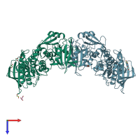 PDB entry 4nwf coloured by chain, top view.