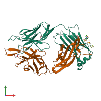 PDB entry 4nwt coloured by chain, front view.