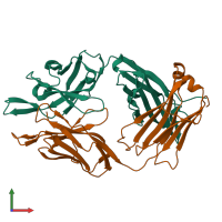 PDB entry 4nwu coloured by chain, front view.