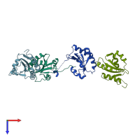 PDB entry 4nwy coloured by chain, top view.