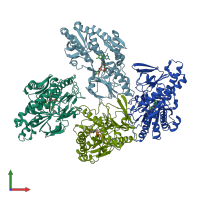 PDB entry 4nwz coloured by chain, front view.