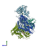 PDB entry 4nwz coloured by chain, side view.
