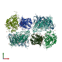 PDB entry 4nxk coloured by chain, front view.