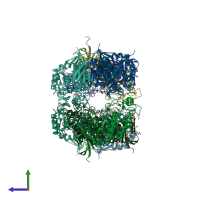 PDB entry 4nxk coloured by chain, side view.