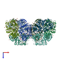 PDB entry 4nxk coloured by chain, top view.