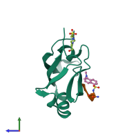 PDB entry 4nxr coloured by chain, side view.