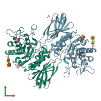 PDB entry 4nxs coloured by chain, front view.