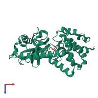 PDB entry 4nxw coloured by chain, top view.