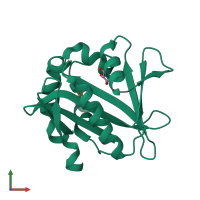 PDB entry 4nxy coloured by chain, front view.