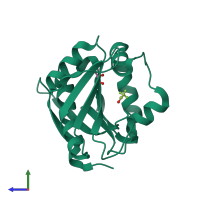 PDB entry 4nxy coloured by chain, side view.