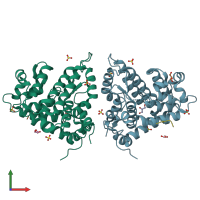 PDB entry 4ny3 coloured by chain, front view.