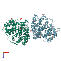 PDB entry 4ny3 coloured by chain, top view.