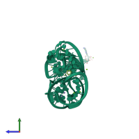 PDB entry 4nyb coloured by chain, side view.