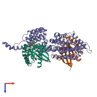 PDB entry 4nyi coloured by chain, top view.