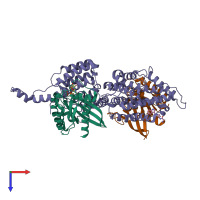 PDB entry 4nyj coloured by chain, top view.