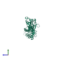 PDB entry 4nyk coloured by chain, side view.